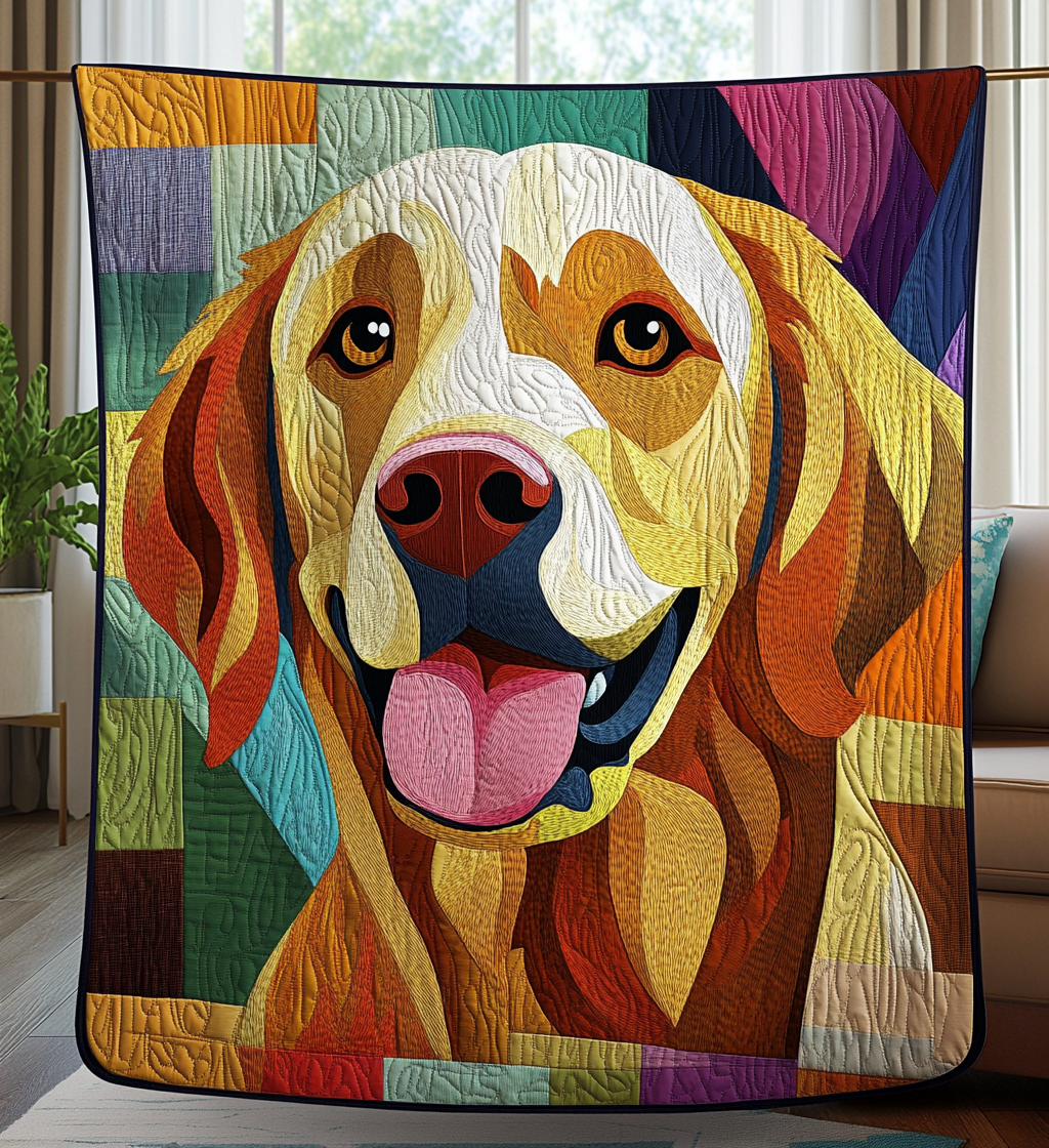 Friendly Golden Retriever Quilted Blanket Gifts For Golden Retriever Lovers