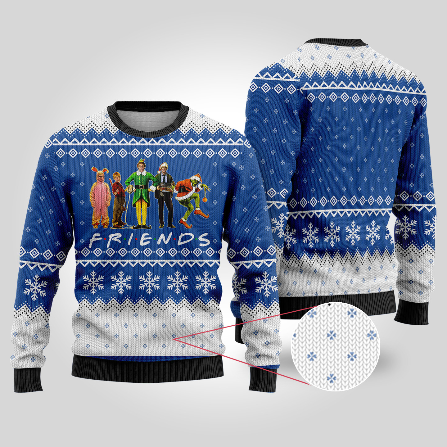 Friends Elf Christmas Movie Characters Ugly Christmas Sweater Royal Special Merch Gift Idea for Festive Celebrations