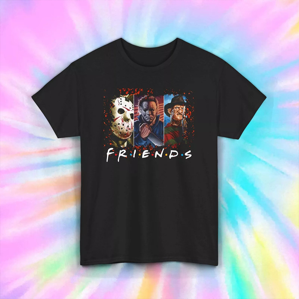 Friends Halloween Horror Characters Shirt Scary Movie Graphic Tee Gifts For Horror Fan