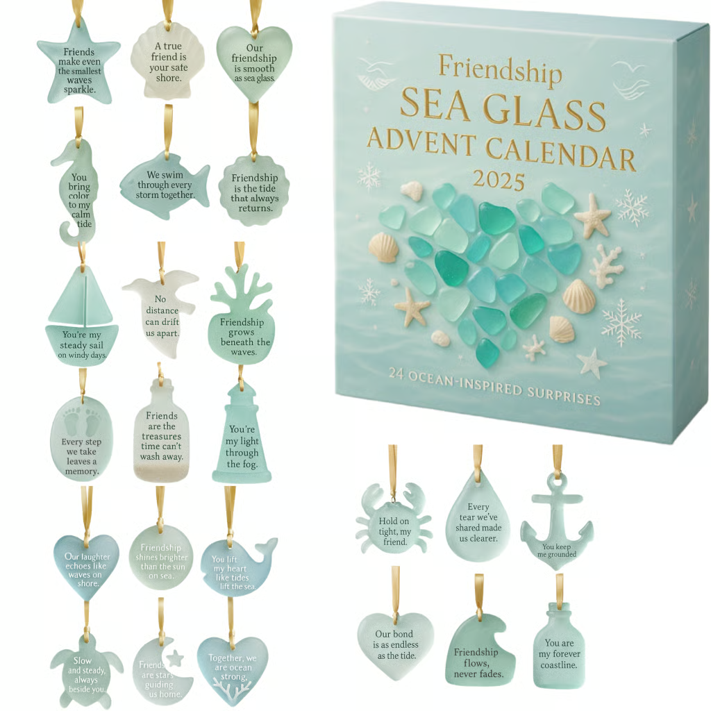 Friendship Quote Sea Glass Effect Advent Calendar 2025 Xmas Countdown Calendar Christmas Gift