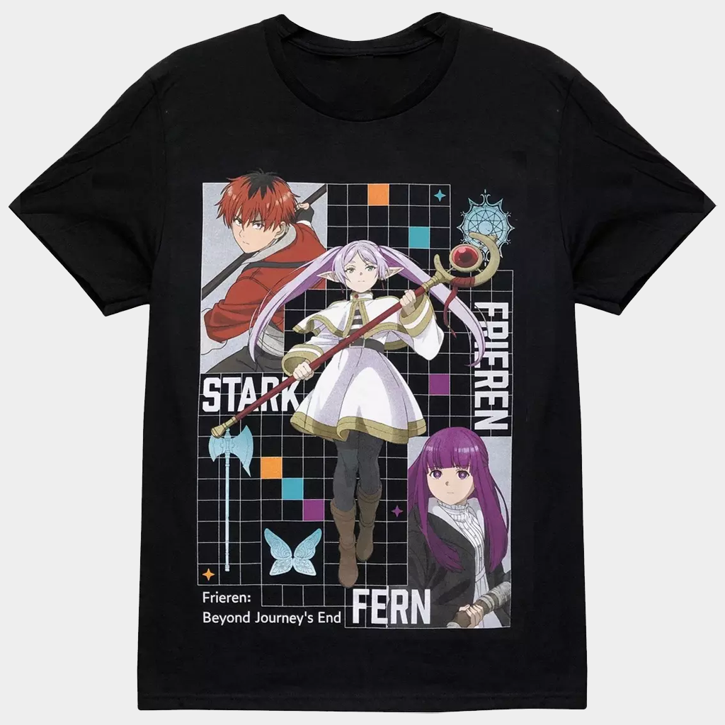 Frieren Merch Frieren Beyond Journey's End Grid Trio T-Shirt Gifts For Best Friends Frieren Merch Frieren Beyond Journey's End Grid Trio T-Shirt Gifts For Best Friends