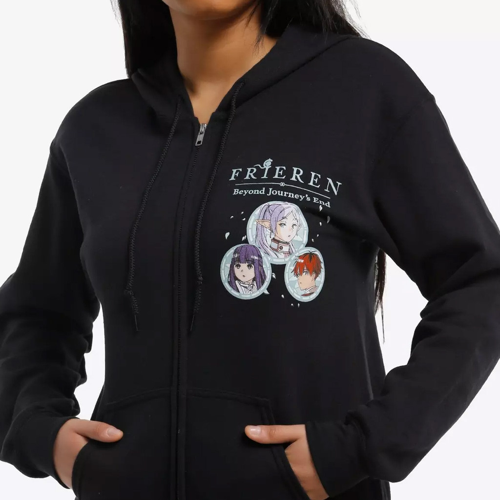Frieren Merch Frieren Beyond Journey's End Trio Portrait Zip Hoodie Best Gifts For Sister