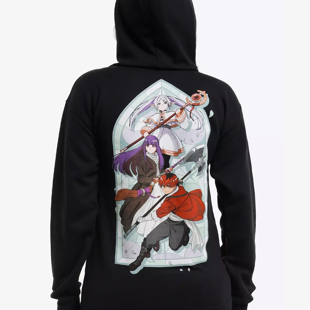 Frieren Merch Frieren Beyond Journey's End Trio Portrait Zip Hoodie Best Gifts For Sister