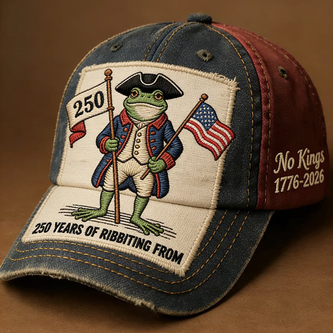 Frog 250 Years Of Ribbiting From Hat No Kings 1776 2026 Baseball Cap Patriotic Gift Idea