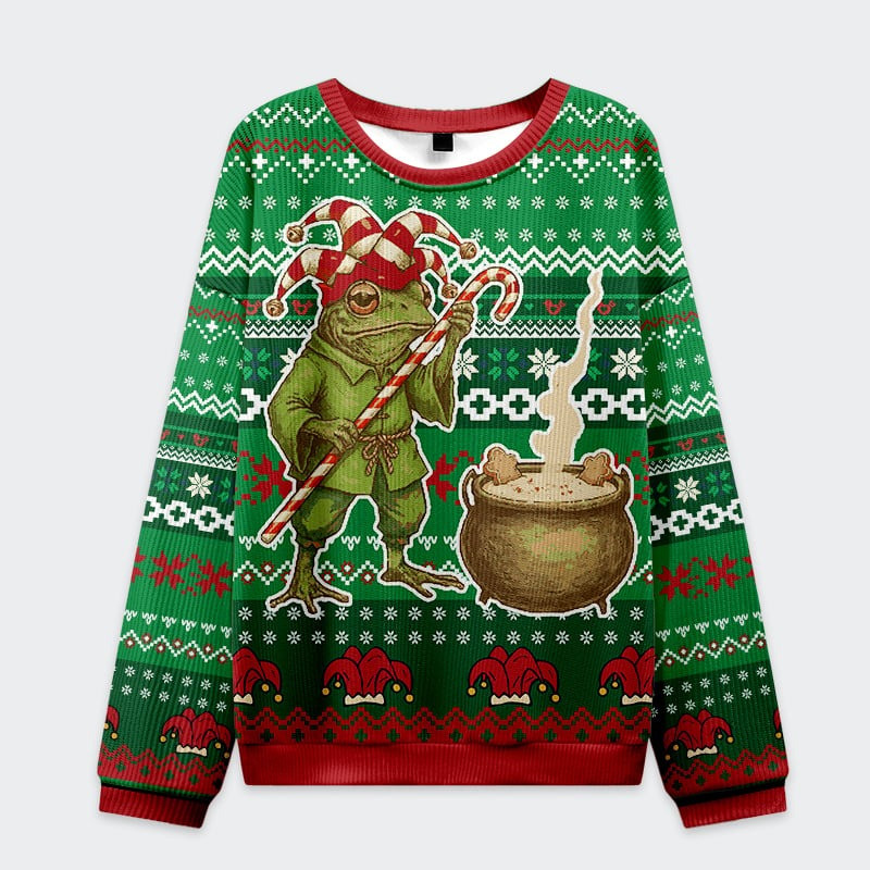 Frog Boiling Soup Ugly Christmas Sweater Funny Xmas Holiday Gifts For Frog Lovers