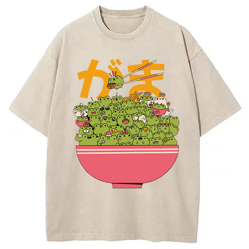 Frog Bowl Washed T-Shirt Casual Oversized Outfit Style Gifts For Besties