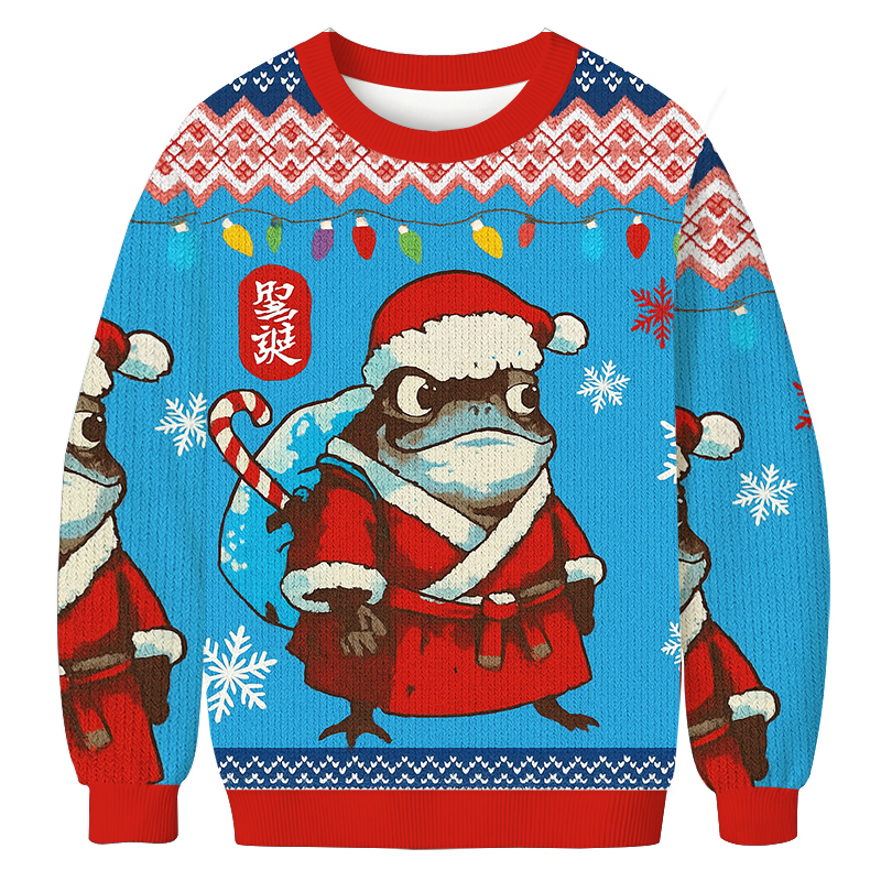 Frog Brings Gifts Christmas Ugly Sweatshirt Christmas Cozy Winter Wear