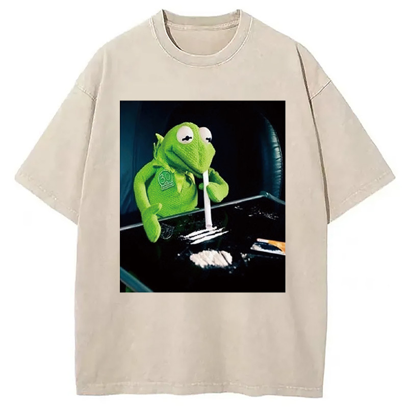 Frog Cocaine Drug Hipster Funny Washed T-Shirt Casual Oversized Outfit Style Gifts For Sister Frog Cocaine Drug Hipster Funny Washed T-Shirt Casual Oversized Outfit Style Gifts For Sister
