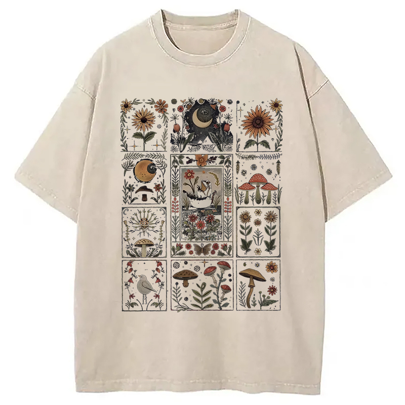 Frog Cottagecore Washed T-Shirt Retro Humor Graphic Top Gifts For Friends