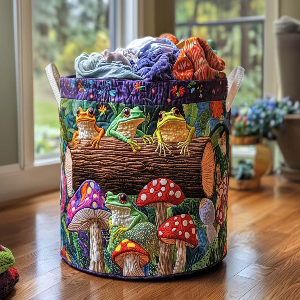 Frog Family Quilted Laundry Basket Fall Merch Pick