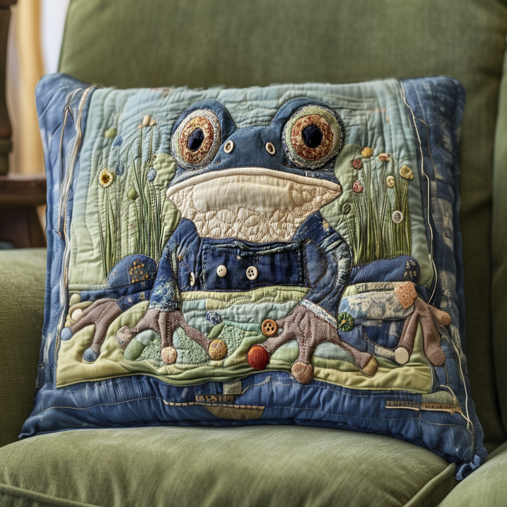 Frog Friend Quilted Pillow Case Best Throw Pillow Covers Cute Frog Themed Gifts