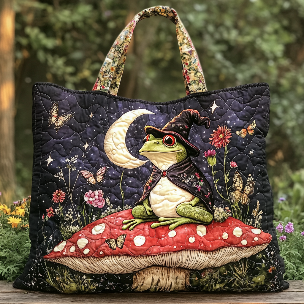 Frog Glow Quilted Tote Bag Frog Items For Gifts