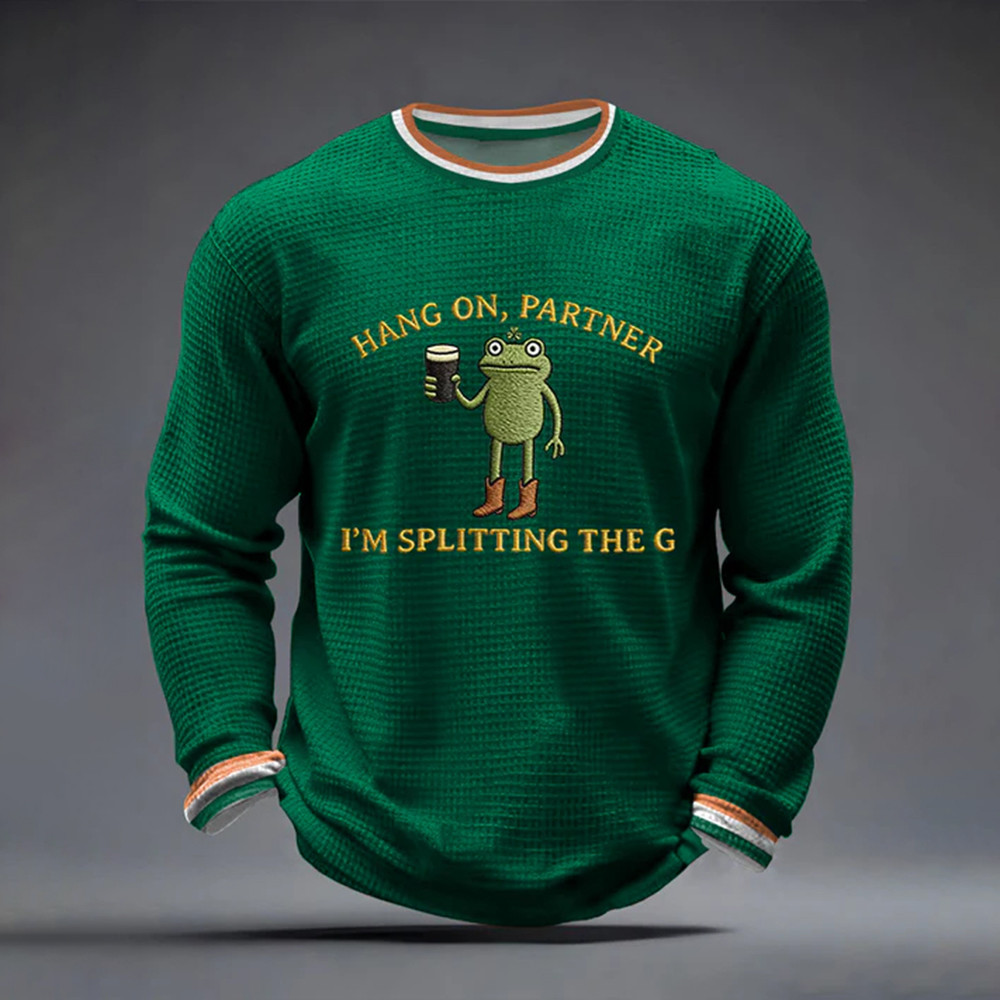 Frog Hang On Partner I'm Splitting The G Long Sleeve Shirt Saint Patrick's Day Apparel Present For Him