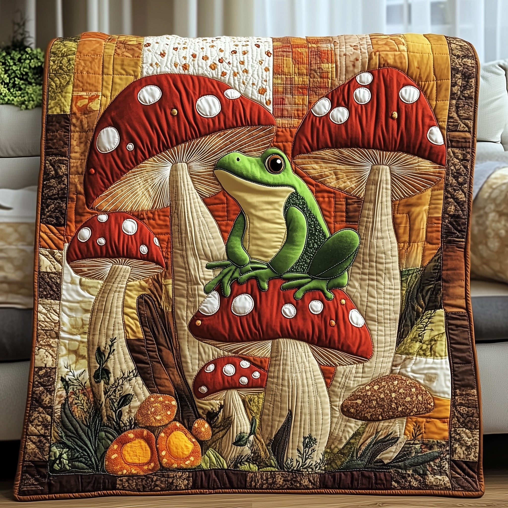 Frog Haven Quilted Blanket Couch Throw BlanketCool Frog Gifts