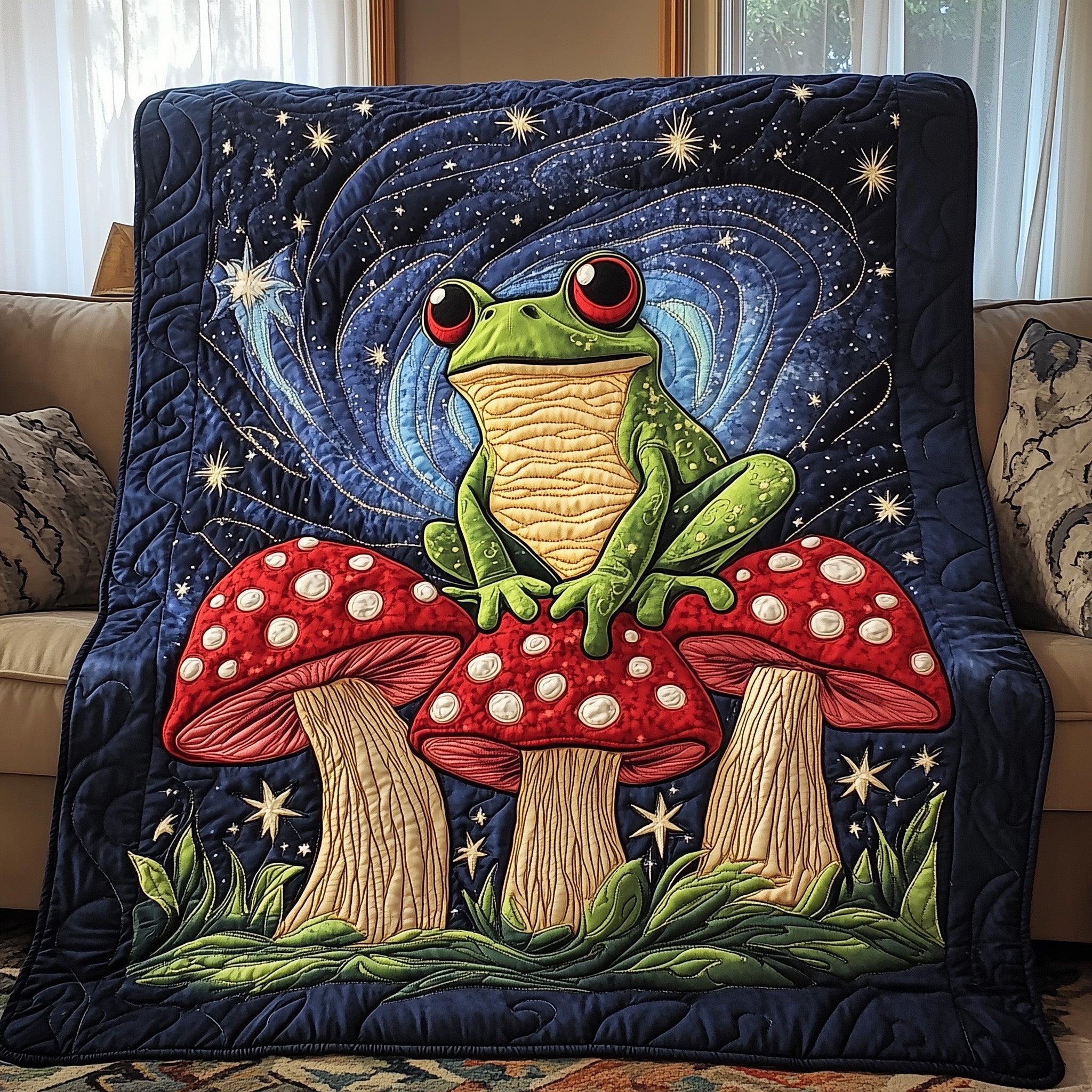 Frog Haven Quilted Blanket Couch Throw BlanketFrog Birthday Gifts