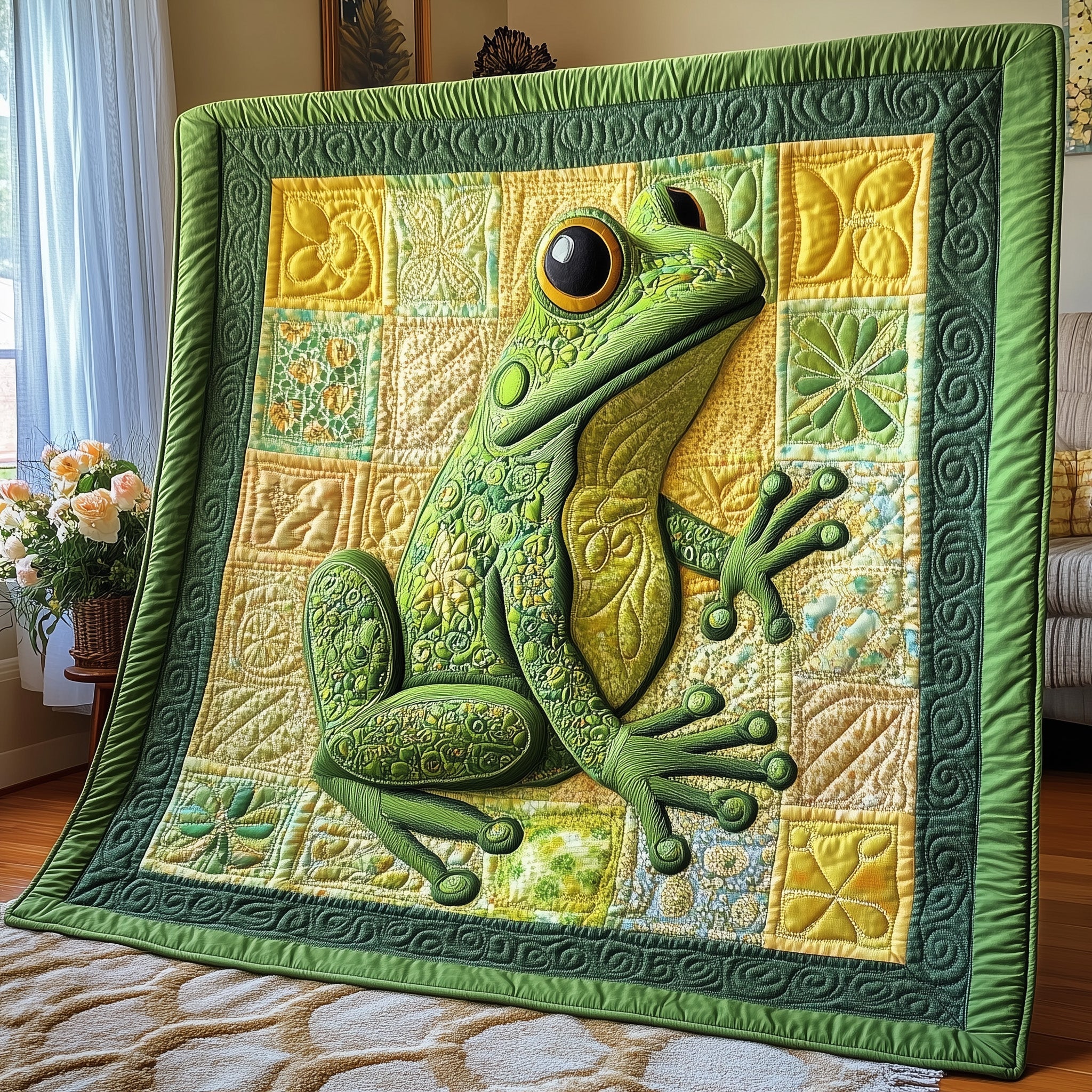 Frog Haven Quilted Blanket Couch Throw BlanketFrog Gifts For Men