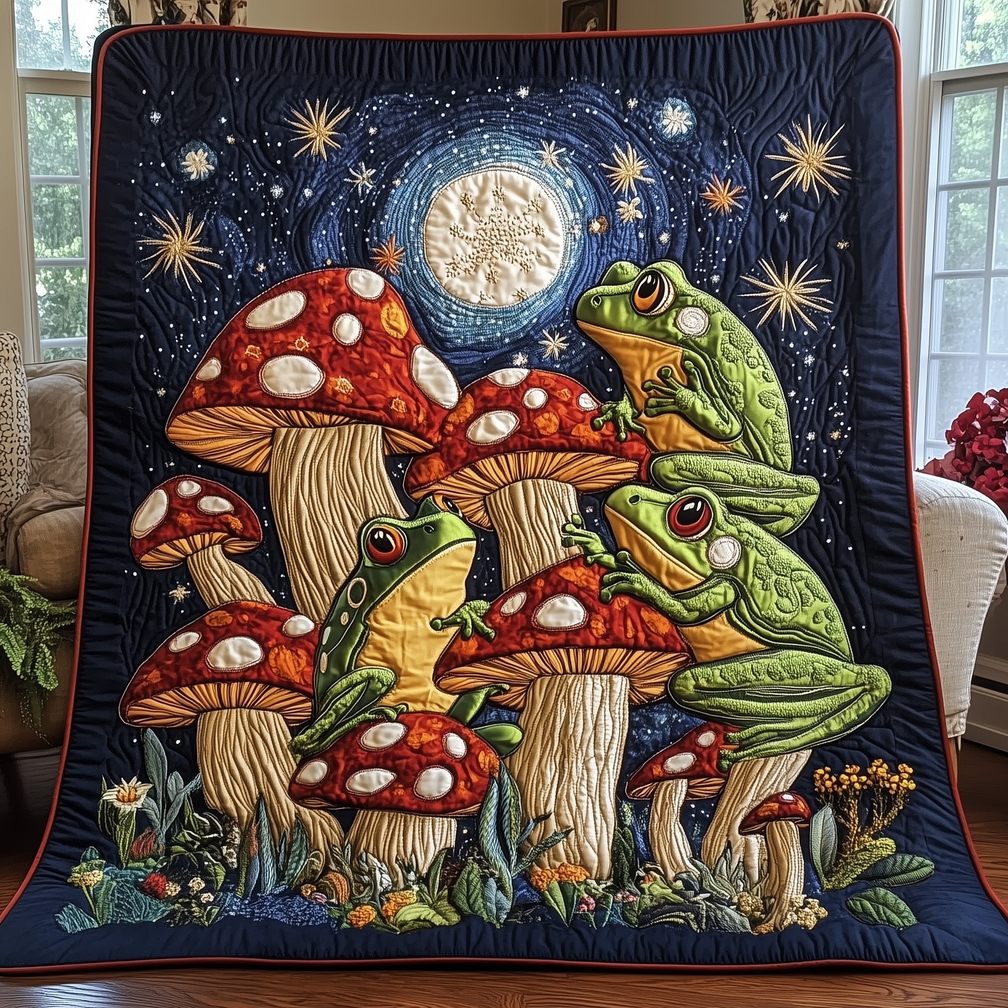 Frog Haven Quilted Blanket Couch Throw BlanketFrog Themed Gifts For Adults