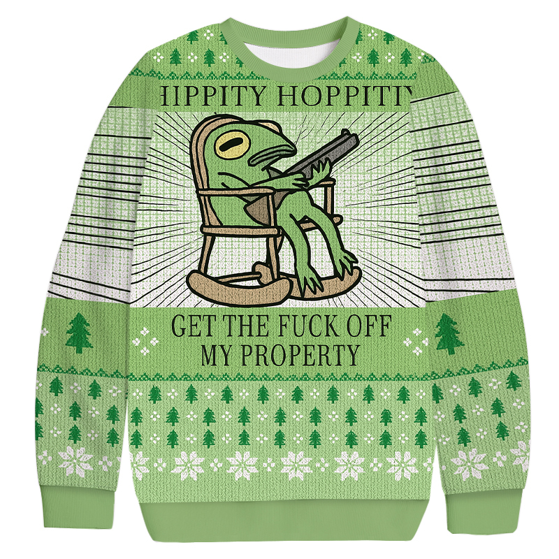 Frog Hippity Hoppity Christmas Ugly Sweatshirt Christmas Cozy Winter Wear Gift Ideas