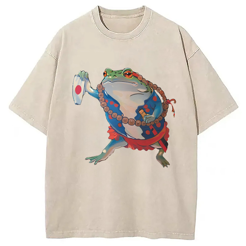 Frog Is Ready For Anything Washed T-Shirt Everyday Comfort Graphic Shirt Gifts For Best Friend