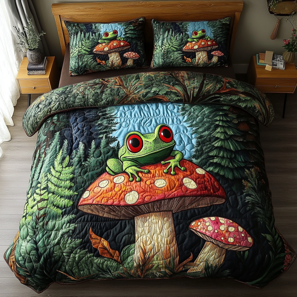Frog Jump Quilted Bedding Set Bed Decor Ideas Frog Items For Gifts