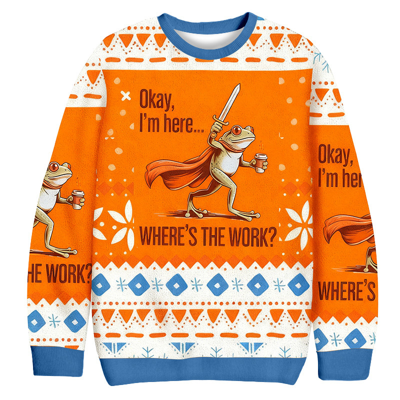 Frog Knight Where's The Work Christmas Ugly Sweater Winter Apparel Christmas Gift For Him