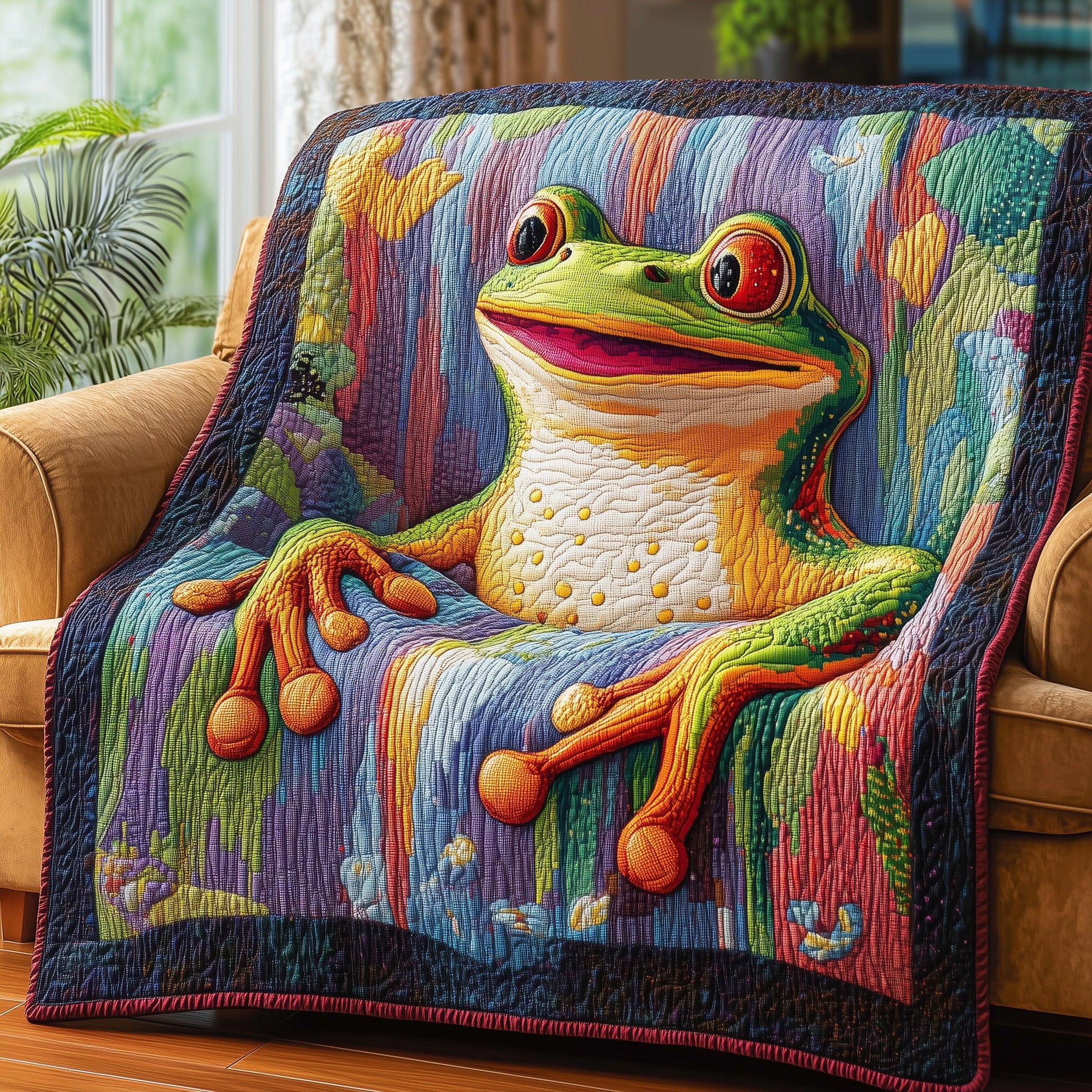 Frog Magic Quilted Blanket Couch Throw BlanketFrog Items For Gifts