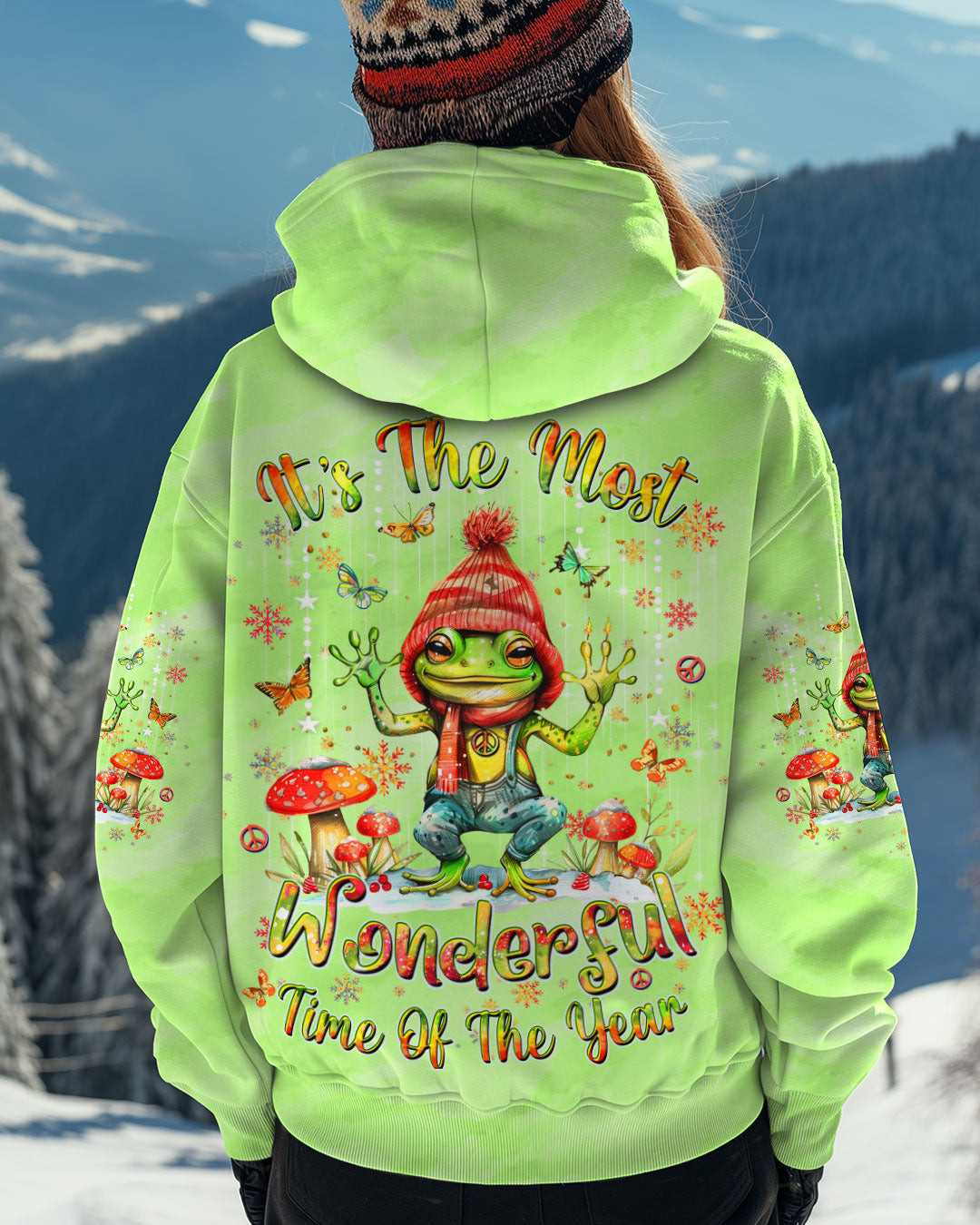 Frog Most Wonderful Time Christmas Hoodie Great Christmas Pullover Frog Themed Gifts