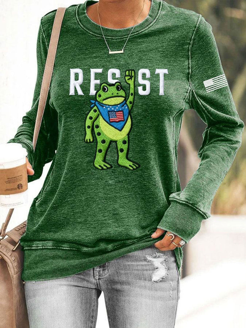 Frog No Kings Resist Sweatshirt Portland Frog American Flag Merch Gift For Women