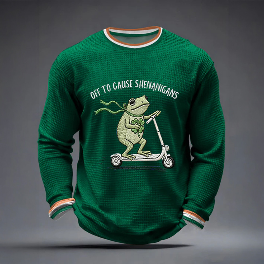Frog Off To Cause Shenanigans Long Sleeve Shirt Saint Patrick's Day 2026 Clothing Line