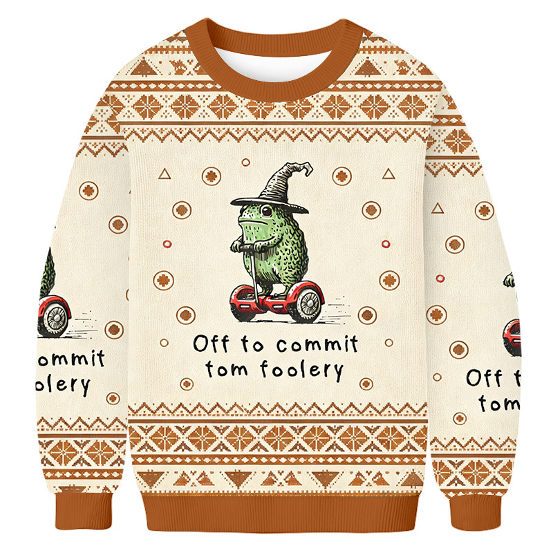 Frog Off To Commit Tom Foolery Ugly Sweater Trendy Fashion Meme Lover Gifts
