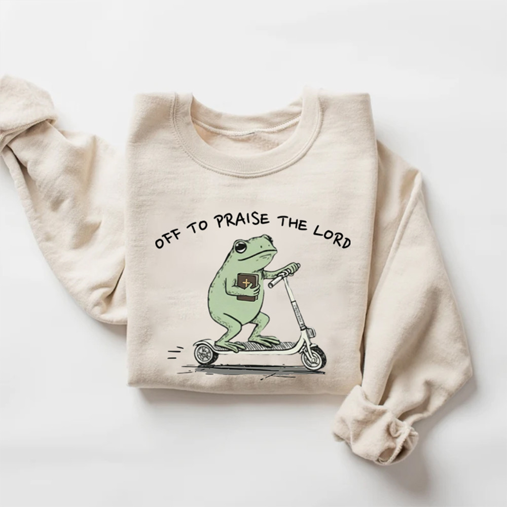 Frog Off To Praise The Lord Sweatshirt Christian Clothing Line Best Christian Present For Her