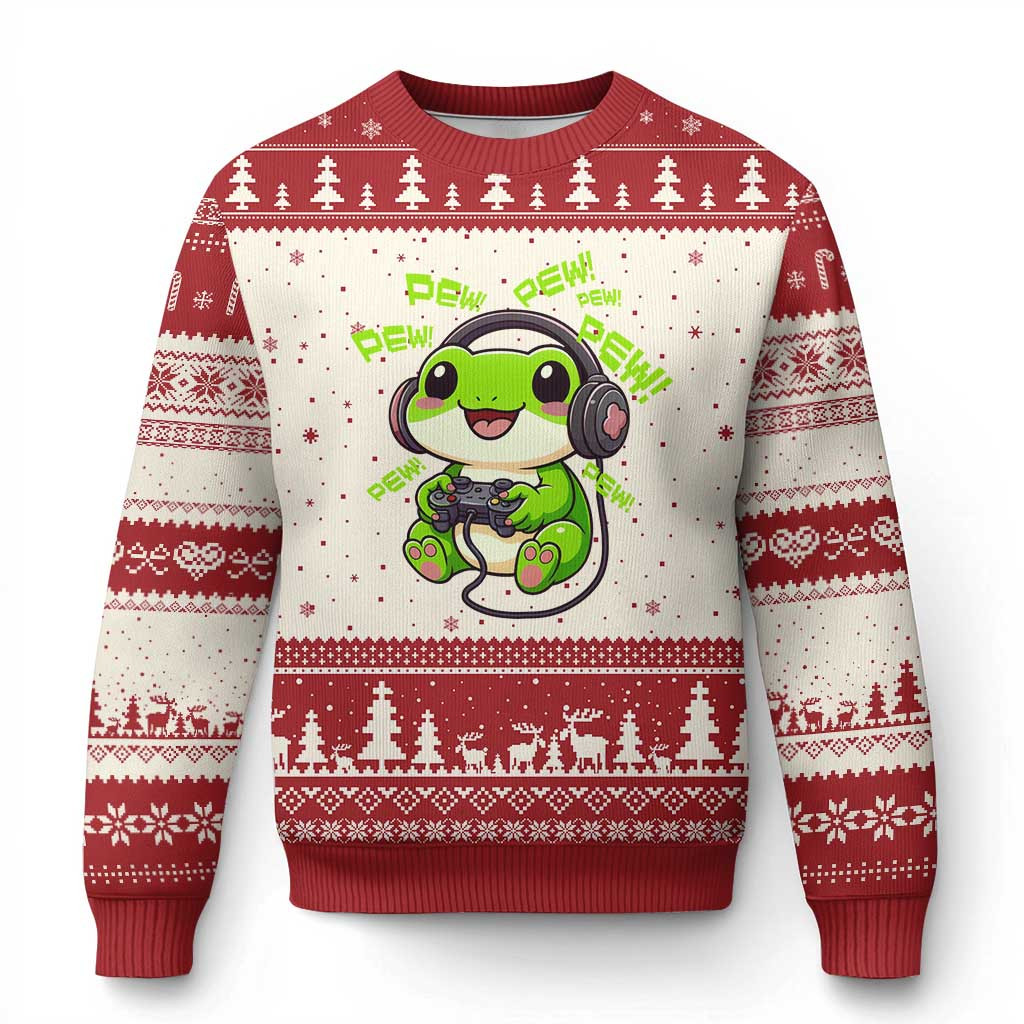 Frog Playing Video Game Gift Ugly Christmas Sweater Lovely Frog Xmas Clothing For Gamer