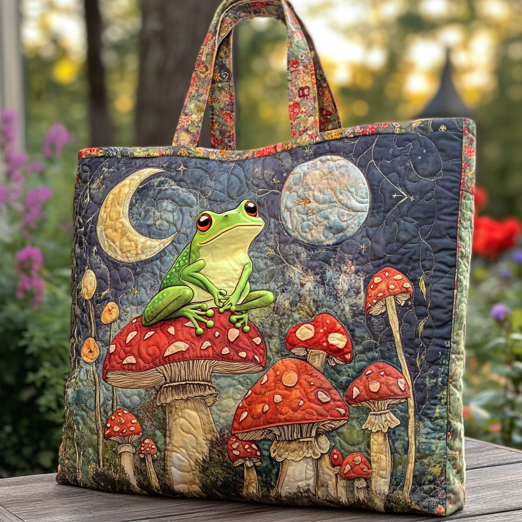 Frog Pond Quilted Tote Bag Cute Frog Gift Items