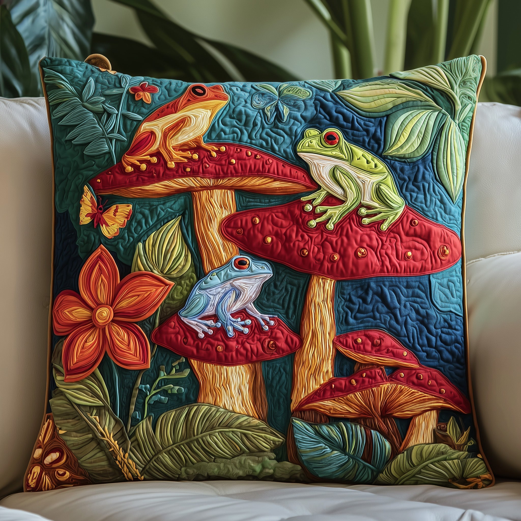 Frog Quilted Pillow Case Decorative Pillow Cover MerchFrog Christmas Gifts
