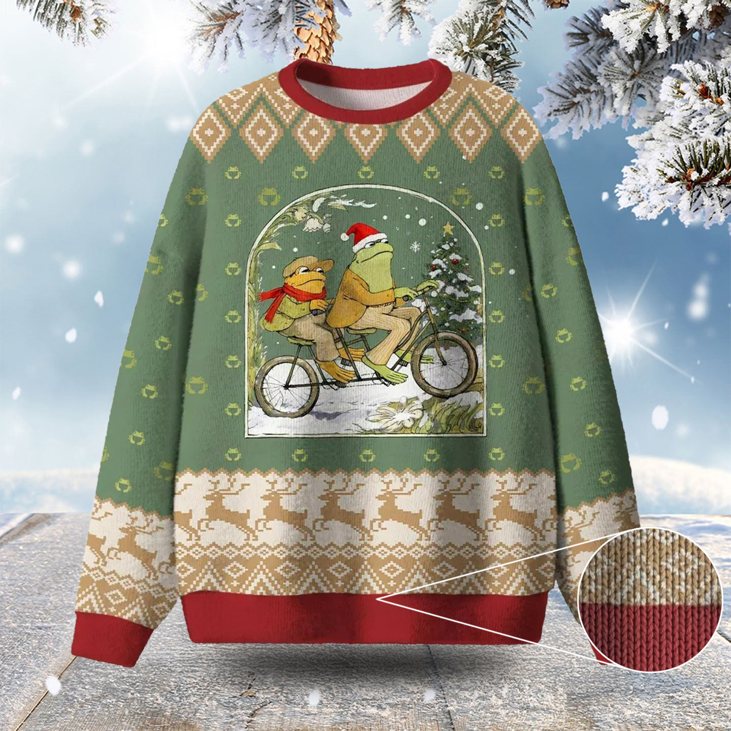 Frog Reading Ugly Christmas Sweater Holiday Clothing Christmas Gifts For Frog Lovers