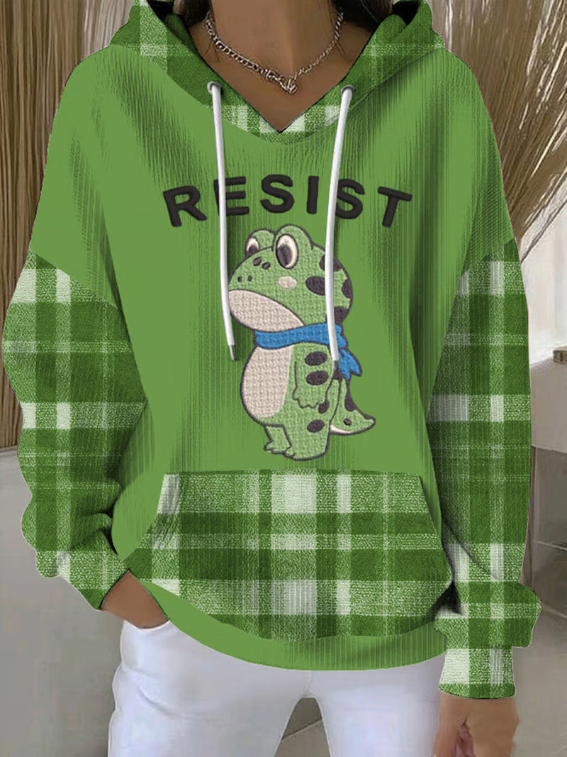Frog Resist Hoodie Inflatable Costume Portland Frog American Flag Merch Abolish ICE Gift