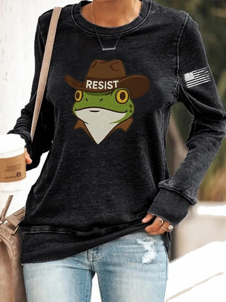 Frog Resist Sweatshirt Anti Fascist Portland Frog Protest Merch Gifts For Her