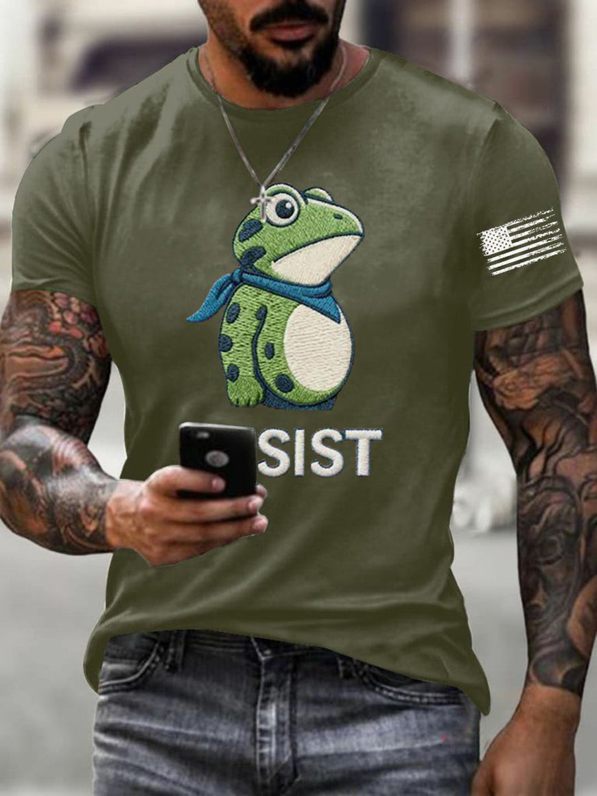 Frog Resist T-Shirt American Flag Clothes Freedom Protest Antifa Anti ICE Merch Gift