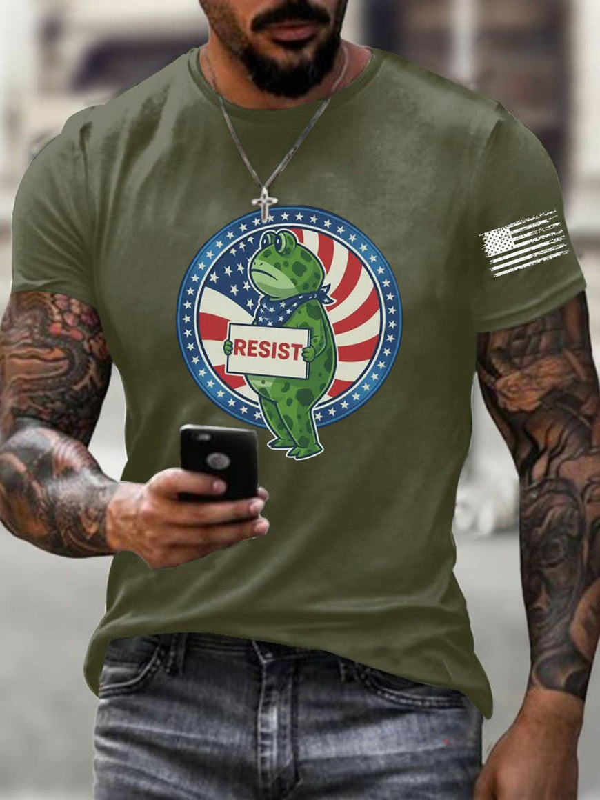 Frog Resist T-Shirt American Flag Clothes Freedom Protest Antifa Gift For Anti ICE Supporters