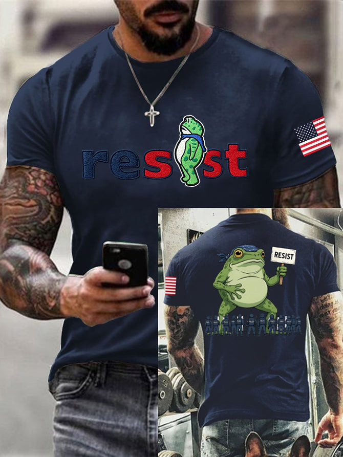 Frog Resist T-Shirt American Flag Clothes Portland Frog Gift For Anti ICE Supporters