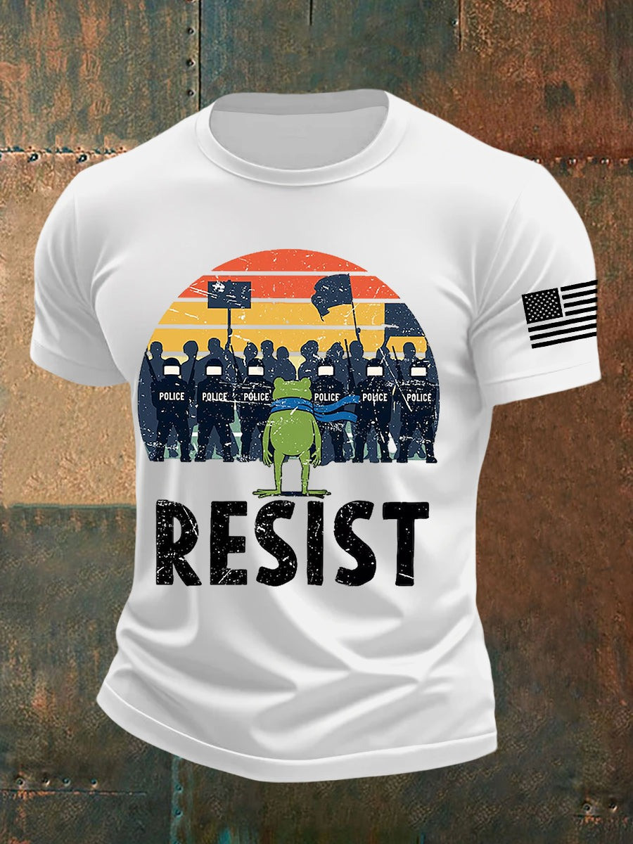 Frog Resist T-Shirt Police USA Flag No Kings Anti Fascism Protest Merch Gifts For Patriots