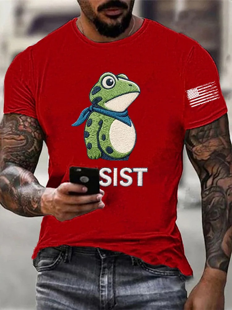 Frog Resist T-Shirt USA Flag Shirt Anti ICE Portland Frog Merch Democrats Gifts For Men