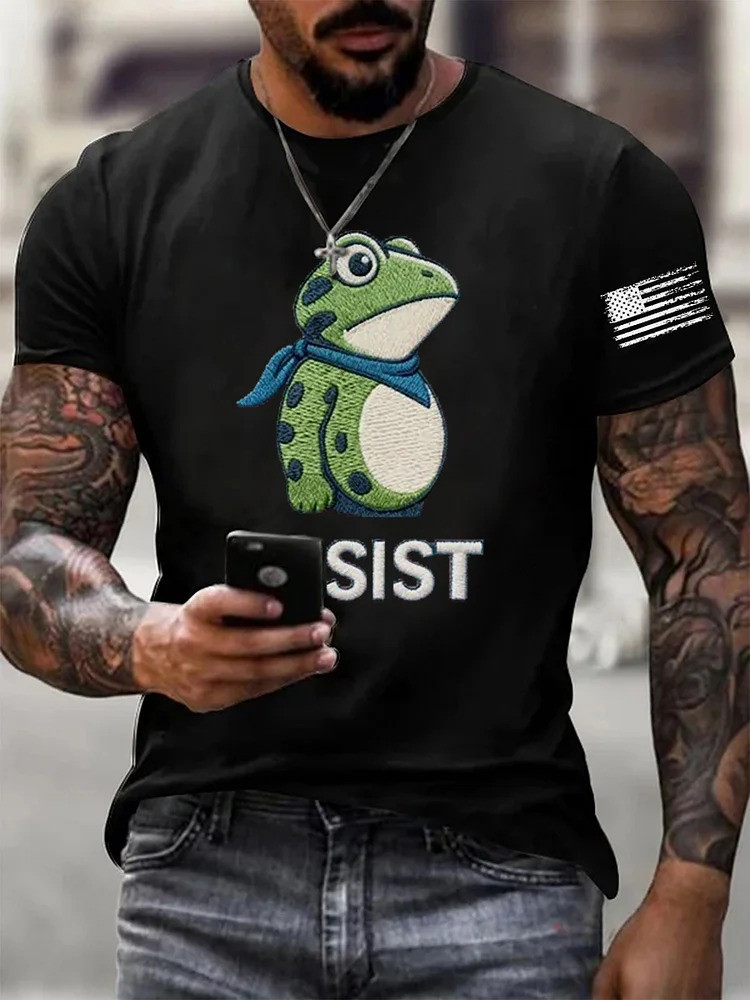 Frog Resist T-Shirt USA Flag Shirt Anti ICE Portland Frog Merch Gifts For Him