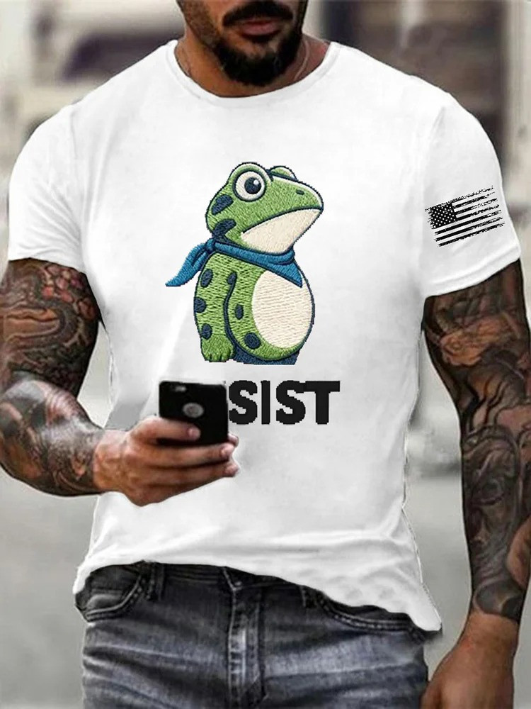 Frog Resist T-Shirt USA Flag Shirt Anti ICE Protest Portland Frog Merch Gifts For Men
