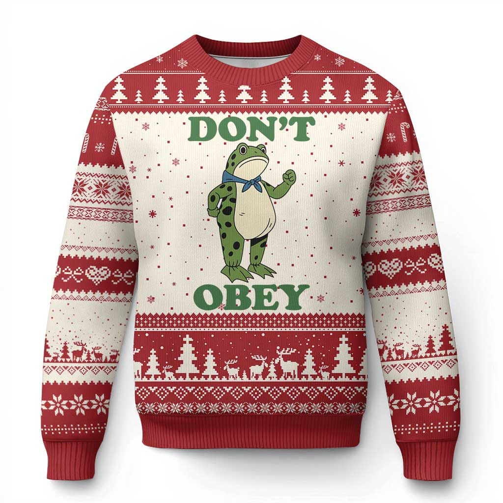 Frog Resist Ugly Christmas Sweater Don't Obey Rejecting Kings Xmas Merch Gift