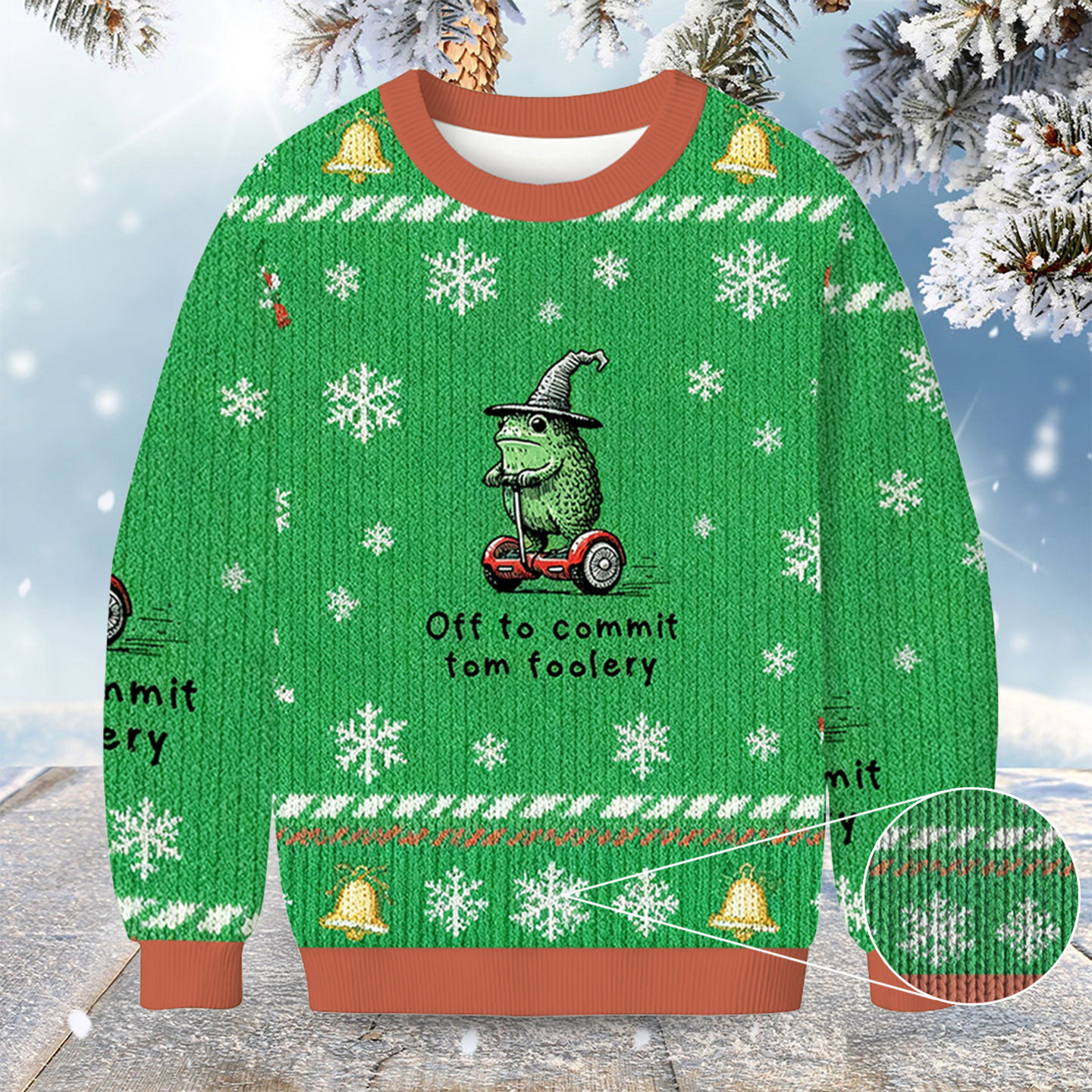 Frog Riding A Balance Scooter Christmas Ugly Sweater Xmas Clothing Novelty Christmas Sweater