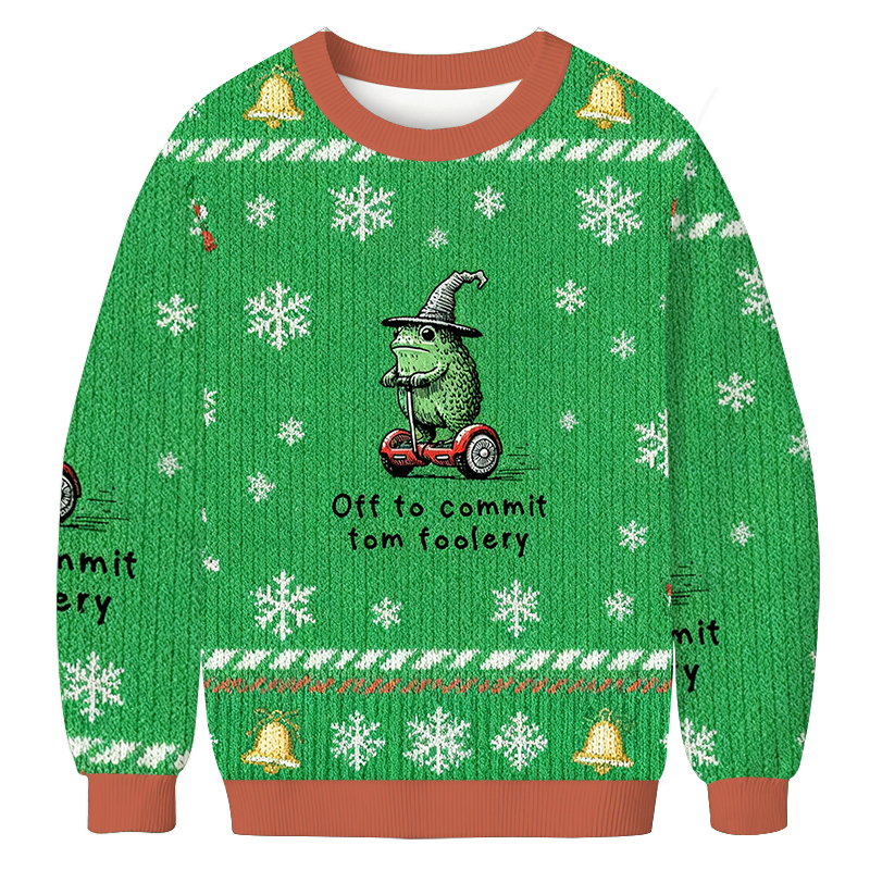 Frog Riding A Balance Scooter Christmas Ugly Sweatshirt Christmas Gift For Friends Frog Riding A Balance Scooter Christmas Ugly Sweatshirt Christmas Gift For Friends