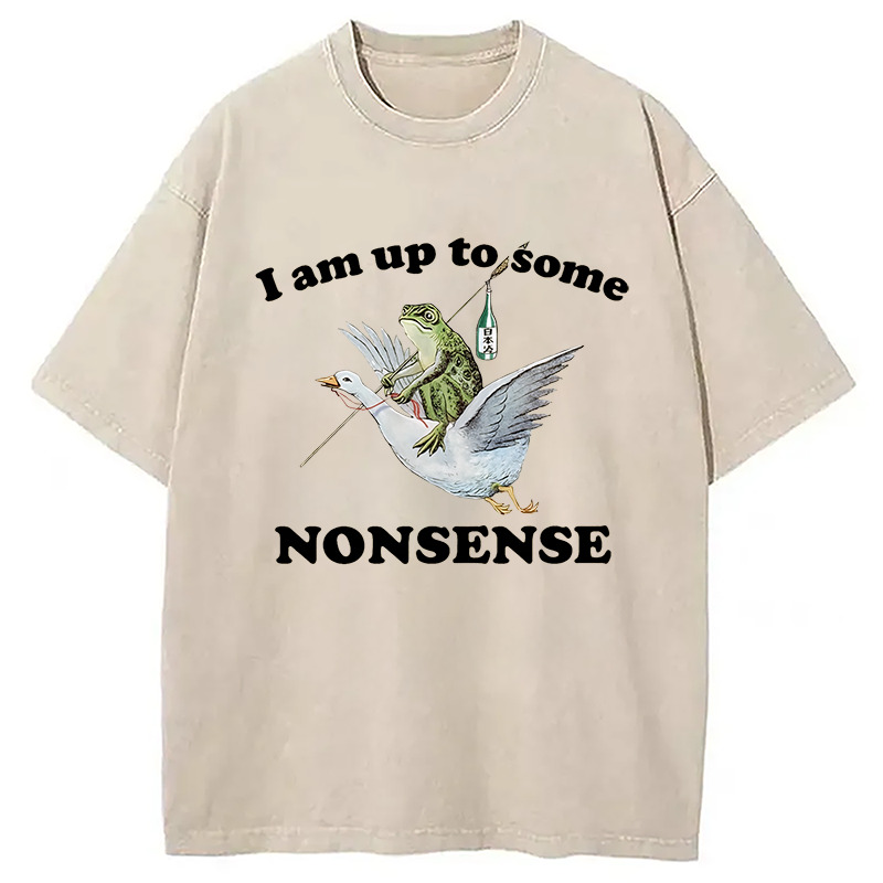 Frog Riding A Goose Washed T-Shirt Everyday Comfort Graphic Shirt Gifts For Best Friend