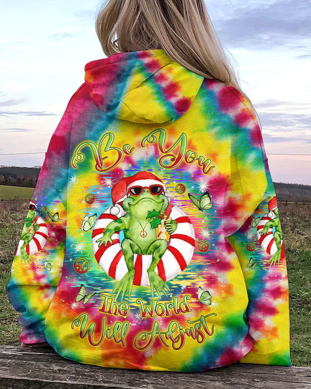 Frog The World Will Adjust Christmas Hoodie Funny Swimming Frog Clothing Gifts For Xmas