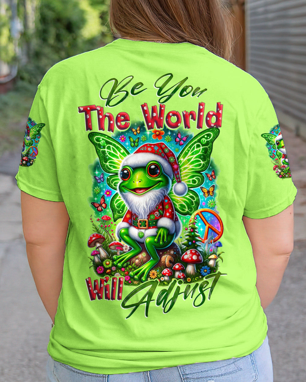 Frog The World Will Adjust Christmas T-Shirt Hippie Mushroom Apparel Unique Frog Gifts